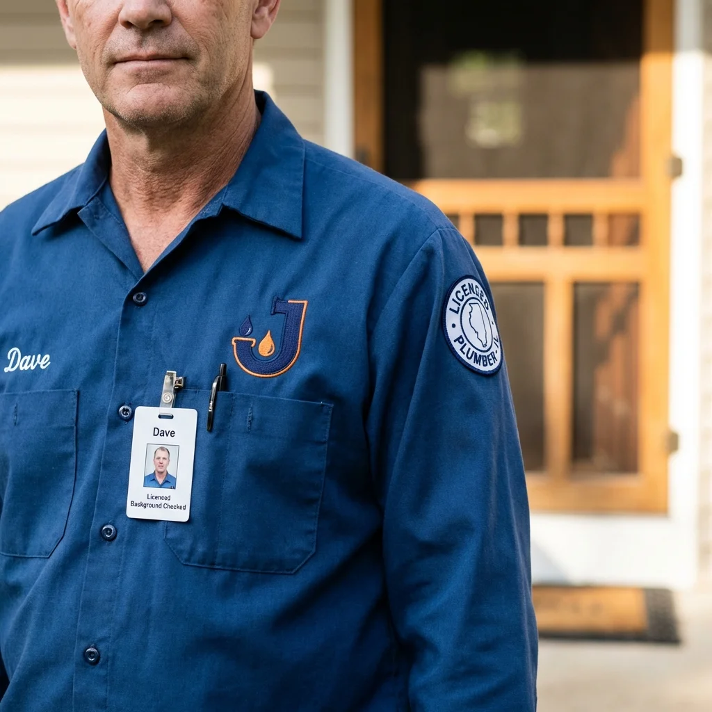 Licensed plumber showing ID badge in Entiat, WA