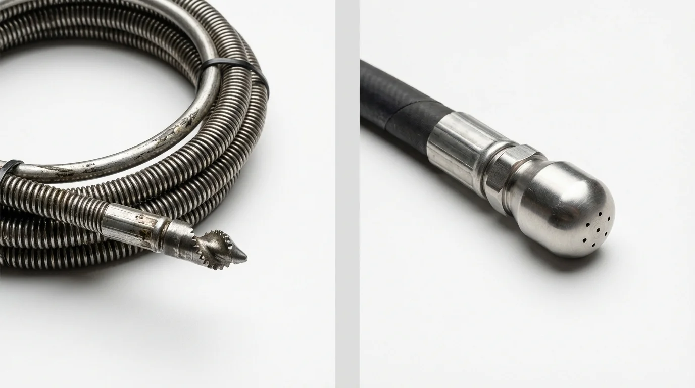 Drain snake cable and hydro jetting nozzle used for drain cleaning in Entiat, WA