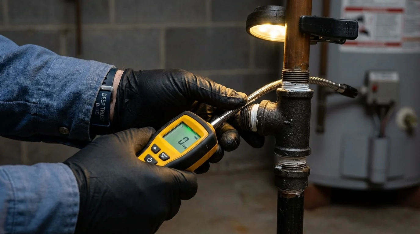 Gas leak detection with electronic sniffer by Johns Plumbing LLC in Entiat