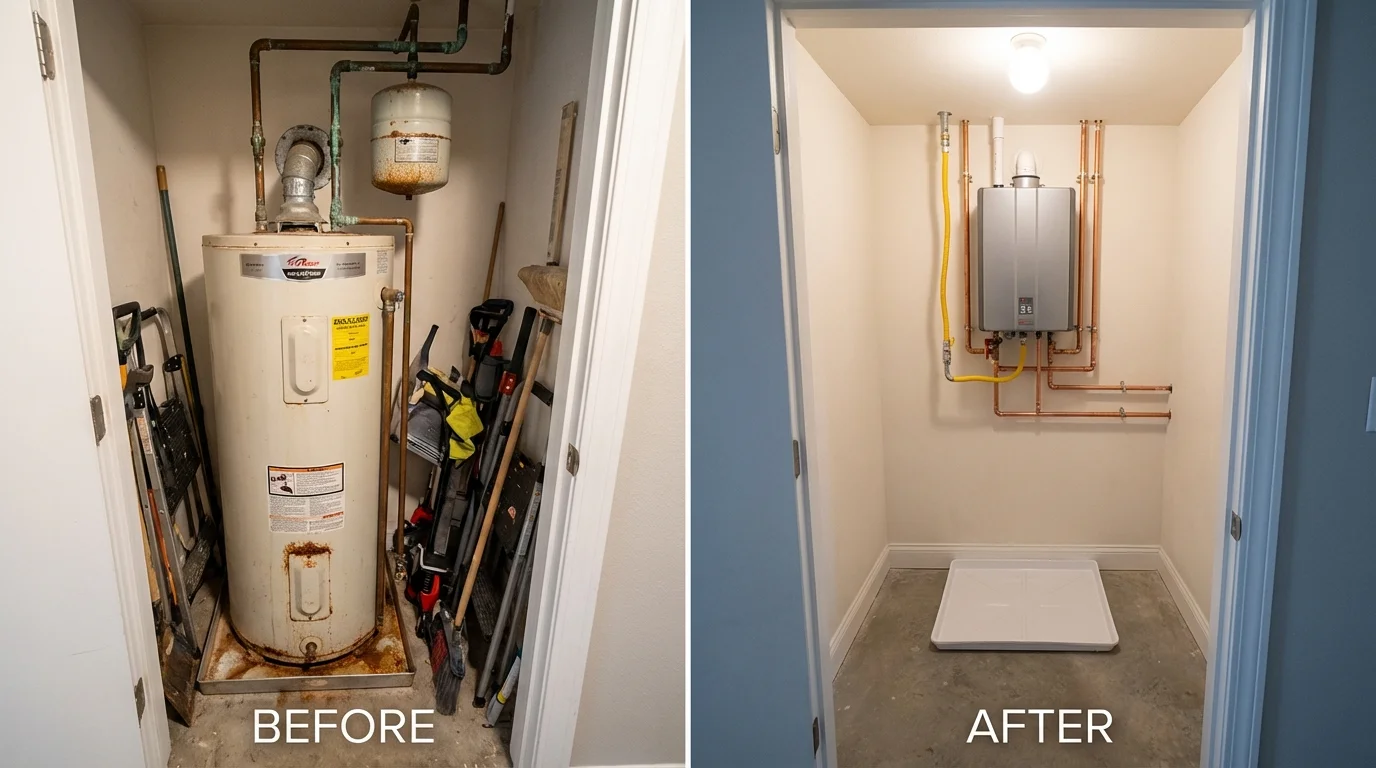 Tank water heater versus wall-mounted tankless unit comparison for Entiat, WA homeowners