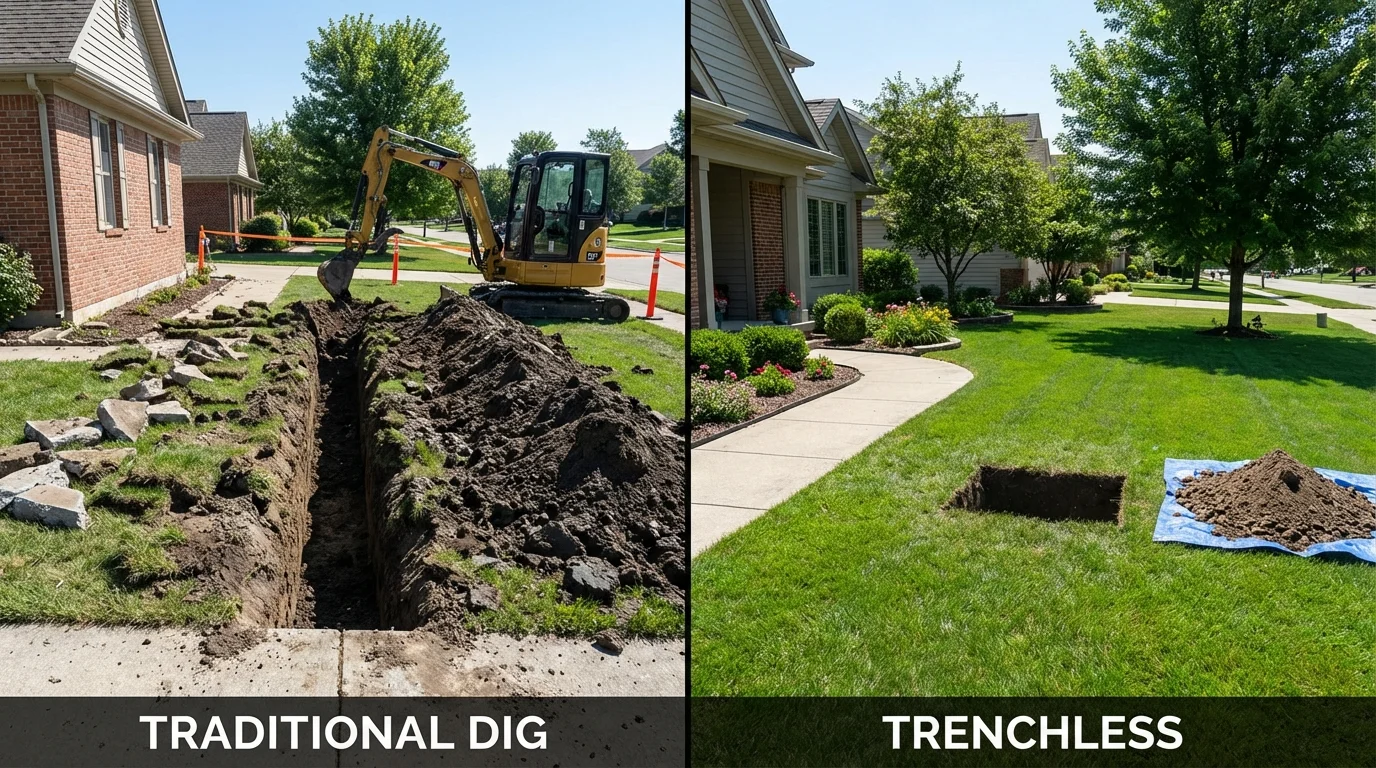 Trenchless sewer repair with minimal yard damage versus traditional excavation in Entiat, WA